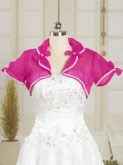 Red Organza Wedding Party Shawls with Beading