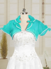 Turquoise Organza Wedding Party Discount Shawls with Beading