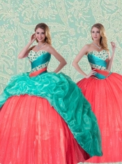 2015 Beautiful Detachable Sweetheart Quinceanera Dress With Beading and Ruffles
