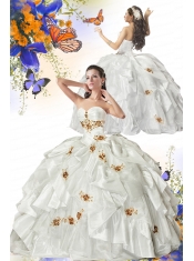 2015 Detachable White Quinceanera Dress with Appliques and Beading