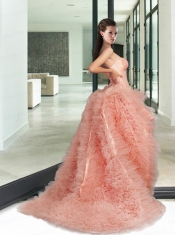 2015 Edgy Beading and Ruffles Pink Quinceanera Dress