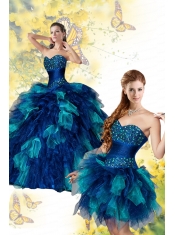 2015 Exqusite Multi-color Quinceanera Dress with Beading and Ruffles