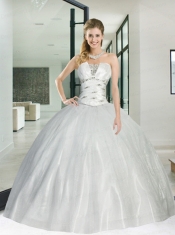 2015 New Arrival and Detachable White Quinceanera Dress with Appliques and Pick Ups