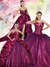 2015 Popular Sequins and Pick-ups Quinceanera Dress in Fuchsia