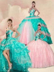 Delicate Beading and Ruffles Quinceanera Gowns in Multi-color For 2015