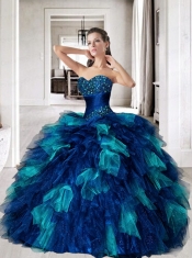 Detachable and Unique Multi-color Sweet 15 Dress with Beading and Ruffles For 2015