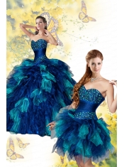 Detachable and Unique Multi-color Sweet 15 Dress with Beading and Ruffles For 2015