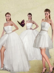 Detachable White Strapless Ball Gown 2015 Sweet Sixteen Dresses