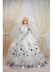Amazing Ball Gown Dress For Noble Barbie With Sequin and Hand Made Flowers