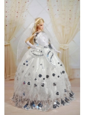 Amazing Ball Gown Dress For Noble Barbie With Sequin and Hand Made Flowers