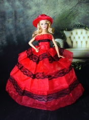 Amazing Red Dress With Lace Made To Fit The Barbie Doll