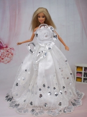 Beautiful Hand Made Flower Sequin Barbie Doll Dress