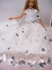 Beautiful Hand Made Flower Sequin Barbie Doll Dress