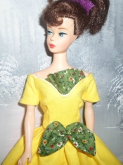 Bowknot Yellow Short Princess Party Clothes Barbie Doll Dress