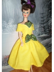 Bowknot Yellow Short Princess Party Clothes Barbie Doll Dress