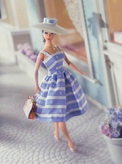 Elegant Embroidery Gown with Straps Tea-length Made to Fit the Barbie Doll