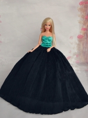 Elehant Black Sweetheart Lace Fashion Wedding Dress for Noble Barbie