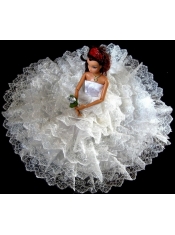 Exclusive Wedding Clothes Ruffled Layers Barbie Doll Dress