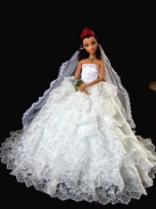 Exclusive Wedding Clothes Ruffled Layers Barbie Doll Dress