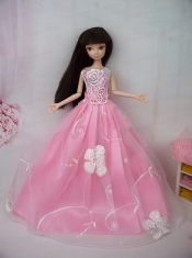 Fashionable Embroidery Pink Princess Barbie Doll Dress