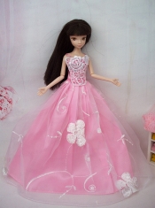 Fashionable Embroidery Pink Princess Barbie Doll Dress
