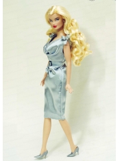 Light Blue and Belt Decorate Barbie Doll Dress