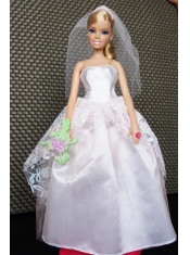 Lovely Handmade White Barbie Doll Wedding Dress