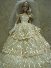 Luxurious Handmade Barbie Lace Wedding Dress For Barbie Doll