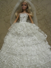 Luxurious Handmade Barbie Lace Wedding Dress For Barbie Doll