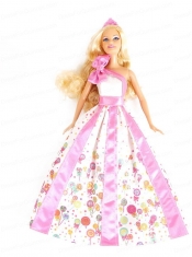 New Beautiful Printing Party Clothes Fashion Dress for Noble Barbie