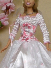 New Beautiful White Long Sleeves Handmade Wedding Party Clothes Fashion Dress for Noble Barbie
