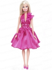 Pretty Princess Sequin Hot Pink Gown For Barbie Doll