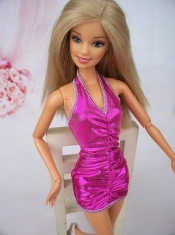 Sexy Halter Fuchsia Mini-length Party Clothes Fashion Dress For Noble Barbie