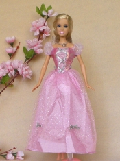 Sweet Rose Pink Short Sleeves Handmade Party Clothes Fashion Dress For Noble Barbie