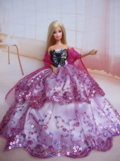 Beading Decorate Ball Gown Colorful Barbie Doll Dress