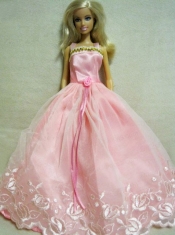 Beautiful Pink Dress With Embroidery Dress For Barbie Doll