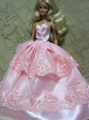 Beautiful Pink Handmade Dress With Lace Dress for Noble Barbie