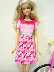 Beautiful Printing Short Colorful Barbie Doll Dress