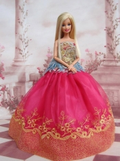 Elegant Ball Gown Organza Colorful Barbie Doll Dress