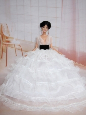 Exclusive Ball Gown White Wedding Clothes Barbie Doll Dress