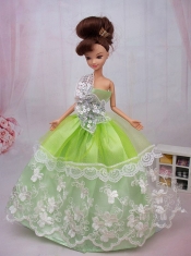 Exclusive Embroidery Ball Gown Organza Dress For Nobel Barbie