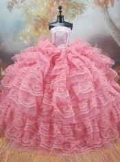 Exclusive Lace Decorate Ball Gown Pink Barbie Doll Dress