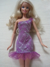 Fashion One Shoulder Mini-length Dress With Beading Gown For Barbie Doll