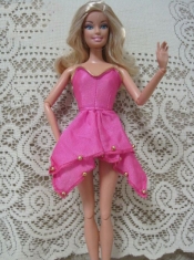 Fashion Pink Handmade Dress With Beading Made To Fit the Barbie Doll