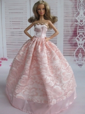 Lovely Baby Pink Applqiues Party Clothes Fashion Dress for Noble Barbie