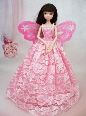 Lovely Handmade Pink Lace To Barbie Doll Dress