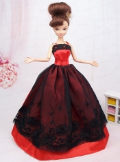 New Beautiful Black and Red Handmade Party Clothes Fashion Dress For Noble Barbie
