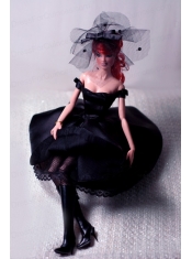 New Fashion Princess Black Dress Gown For Barbie Doll