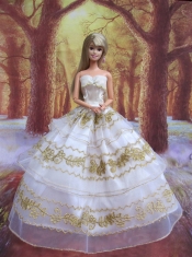 Perfect Wedding Clothes Embroidery Ball Gown Gown For Barbie Doll