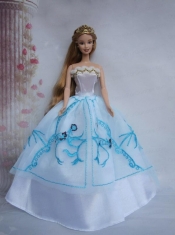 Pretty Ball Gown Taffeta and Organza Barbie Doll Dress